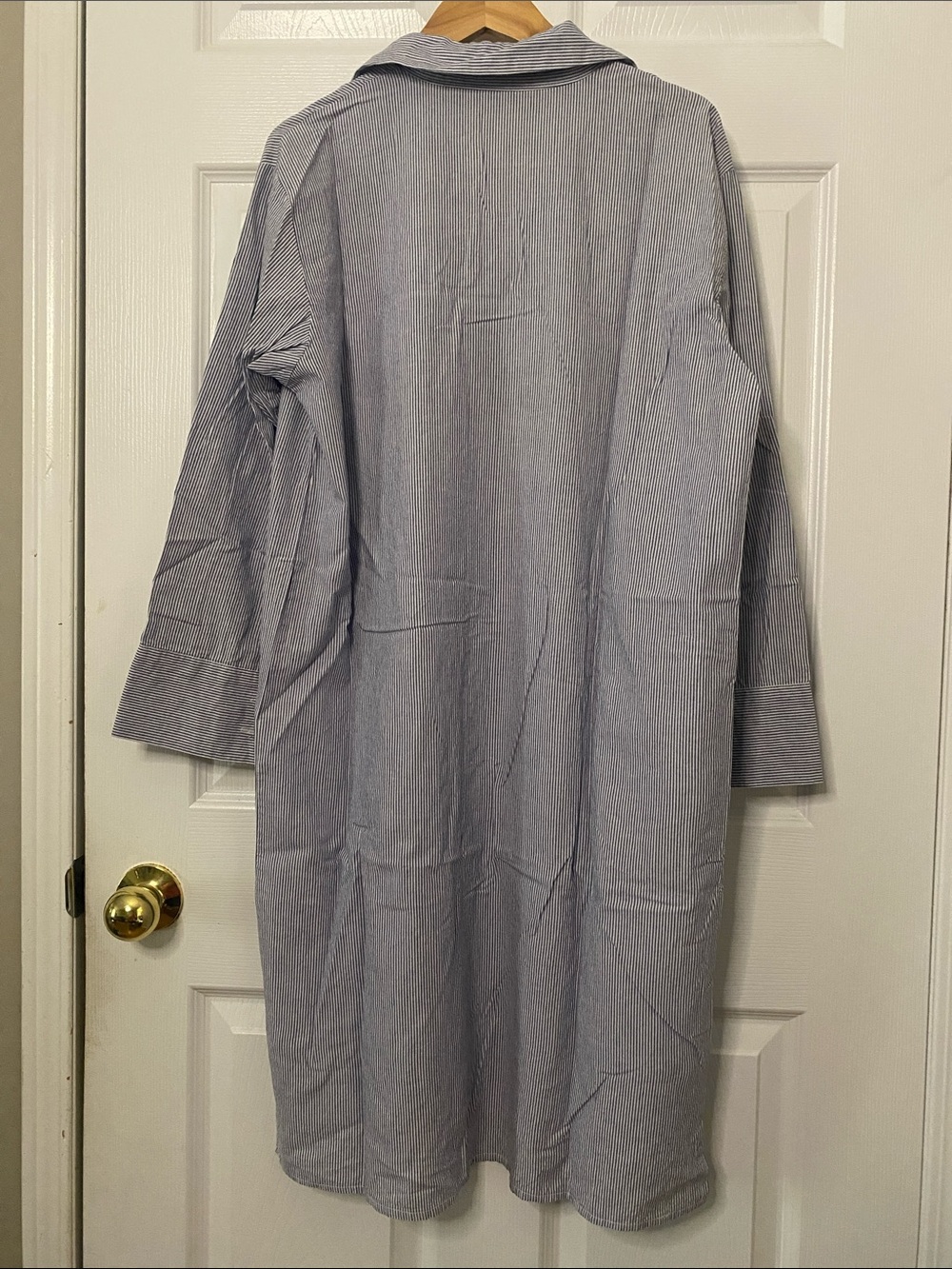 OAK + FORT Light Blue Striped Long Button-Down Shirt #13 - Picture 3 of 6